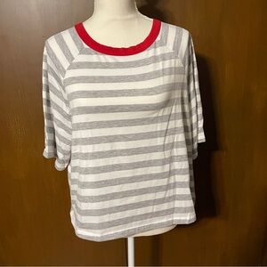 Striped Gray and Red Women's Top